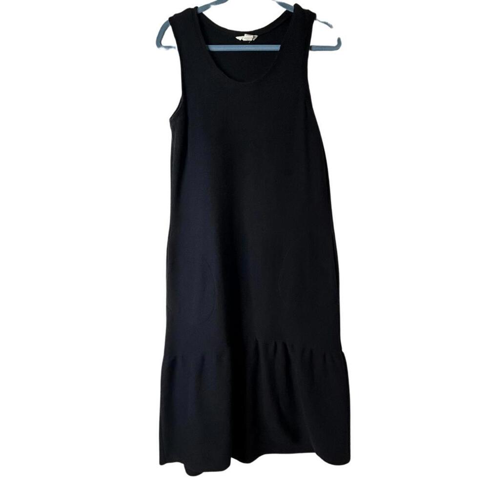 Caslon 100% Cotton Black Knit Midi Dress Size M